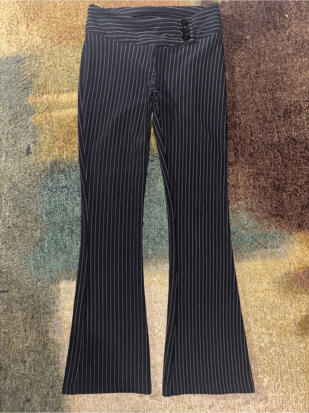 rave Black Pinstripe Flare Pants for Kids